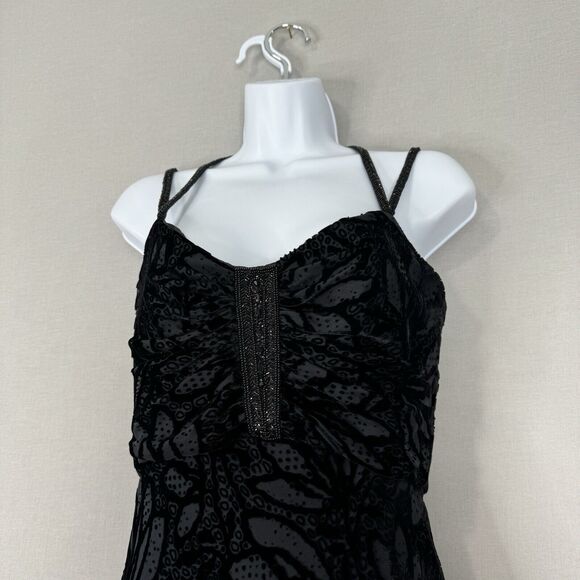 Vintage Badgley Mischka Womens Dress 2 Black Velvet Burnout Whimsigoth Fairy Y2K - Picture 2 of 13